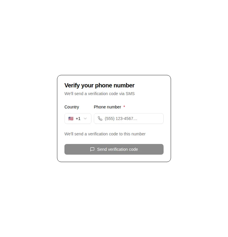 Harness screenshot of hextaui-auth-phone-verify at 768 pixels wide