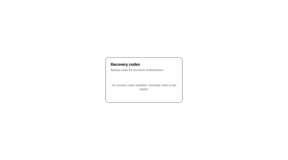 Harness screenshot of hextaui-auth-recovery-codes at 1440 pixels wide