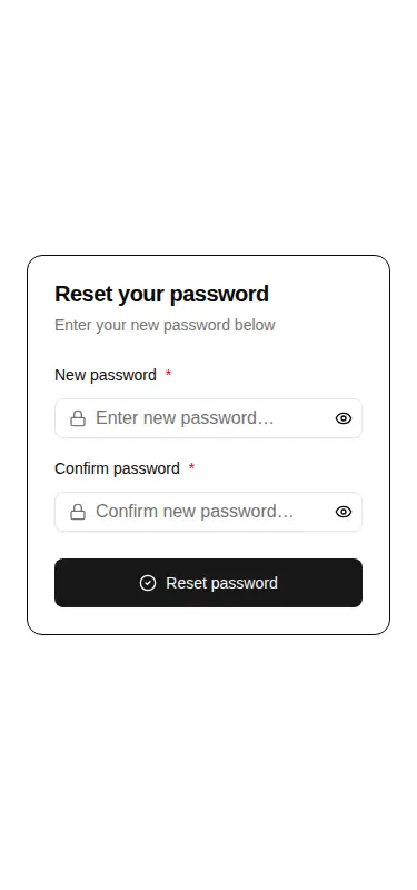 Harness screenshot of hextaui-auth-reset-password at 375 pixels wide
