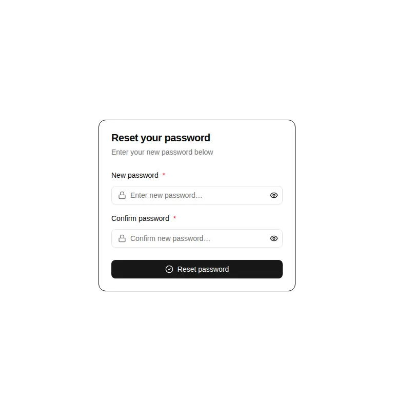 Harness screenshot of hextaui-auth-reset-password at 768 pixels wide