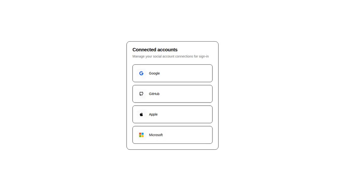Harness screenshot of hextaui-auth-social-accounts at 1440 pixels wide