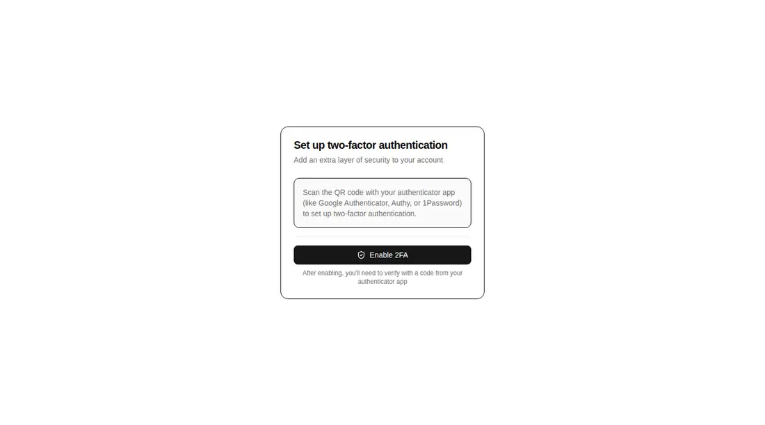 Harness screenshot of hextaui-auth-two-factor-setup at 1440 pixels wide