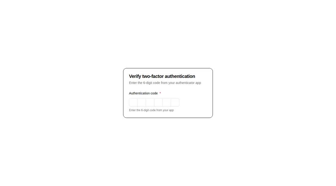 Harness screenshot of hextaui-auth-two-factor-verify at 1440 pixels wide