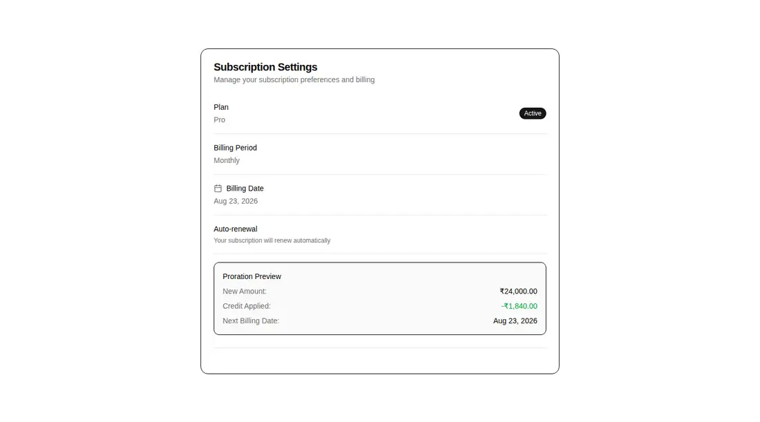 Harness screenshot of hextaui-billing-subscription-settings at 1440 pixels wide