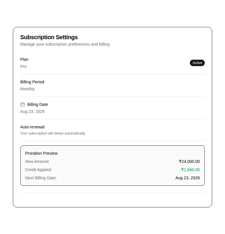 Harness screenshot of hextaui-billing-subscription-settings at 768 pixels wide