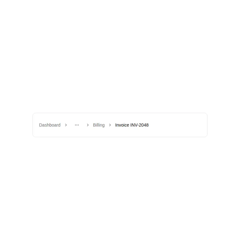 Harness screenshot of hextaui-breadcrumb at 768 pixels wide