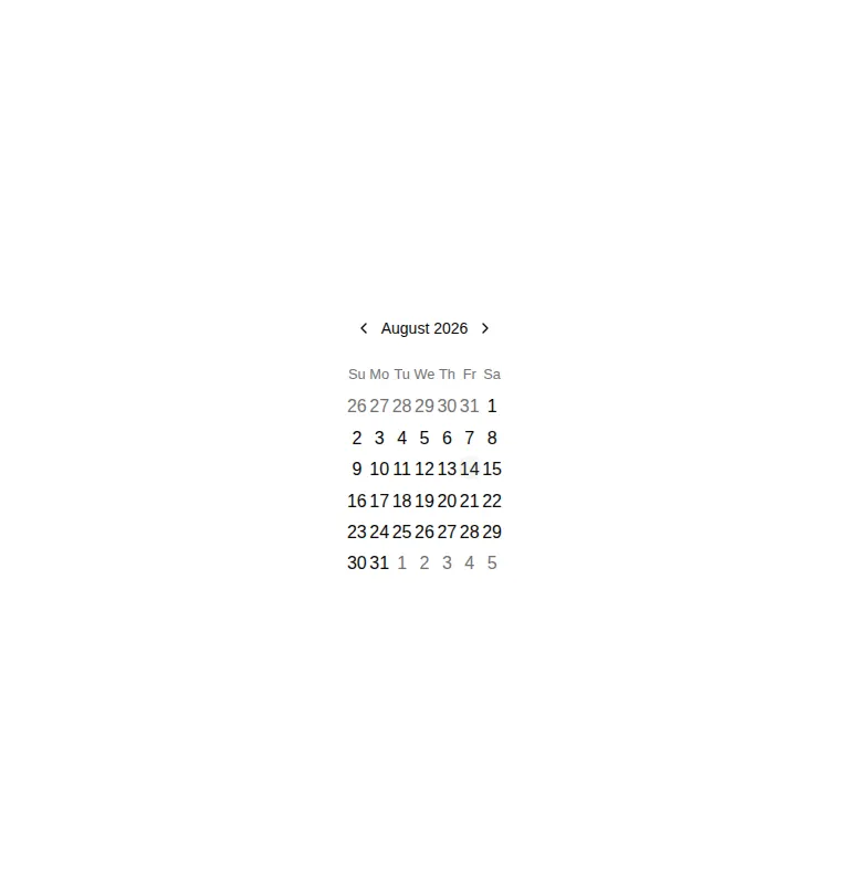 Harness screenshot of hextaui-calendar at 768 pixels wide