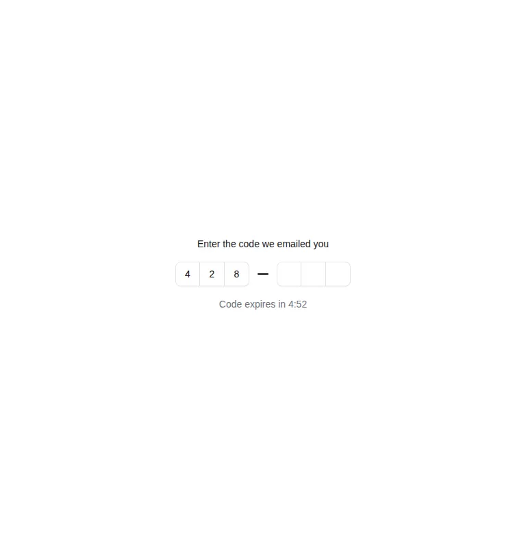 Harness screenshot of hextaui-input-otp at 768 pixels wide