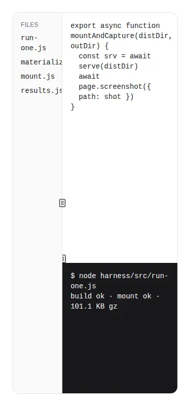 Harness screenshot of hextaui-resizable at 375 pixels wide