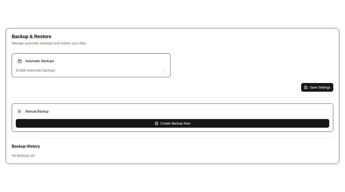 Harness screenshot of hextaui-settings-backup at 1440 pixels wide
