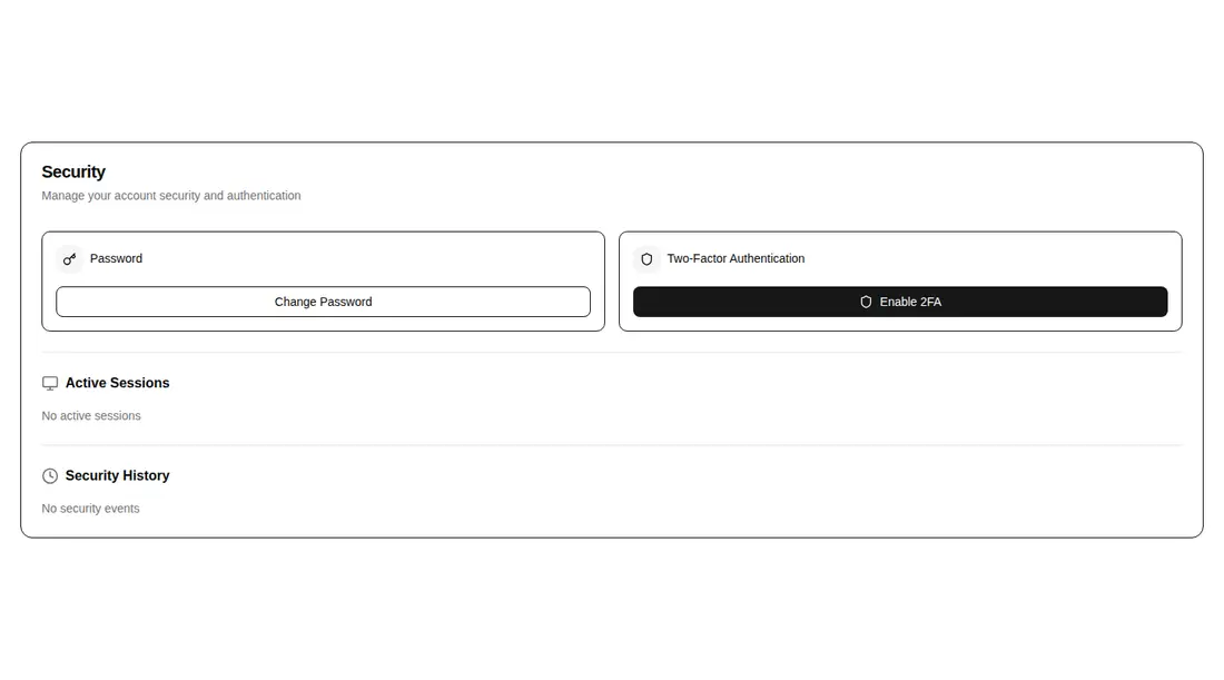 Harness screenshot of hextaui-settings-security at 1440 pixels wide