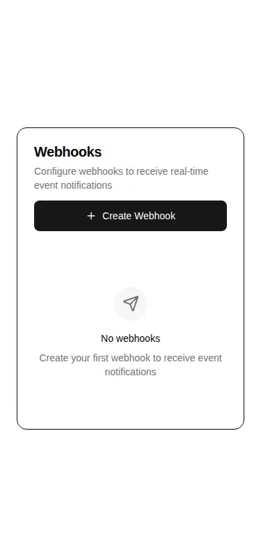 Harness screenshot of hextaui-settings-webhooks at 375 pixels wide