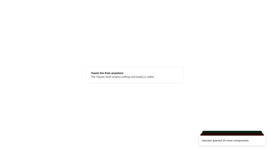 Harness screenshot of hextaui-sonner at 1440 pixels wide