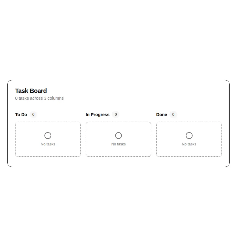 Harness screenshot of hextaui-task-board at 768 pixels wide