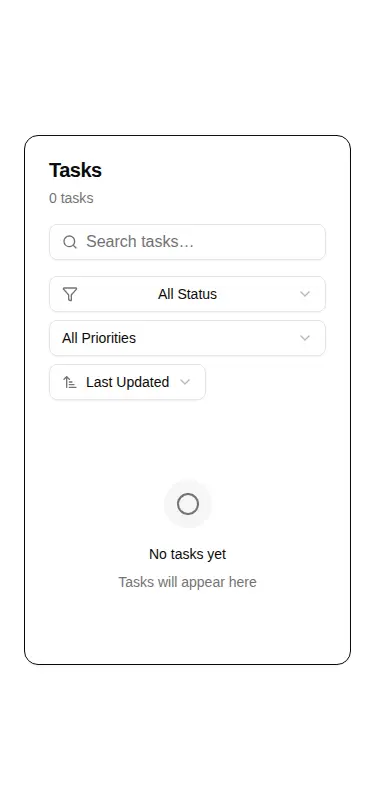 Harness screenshot of hextaui-task-list at 375 pixels wide