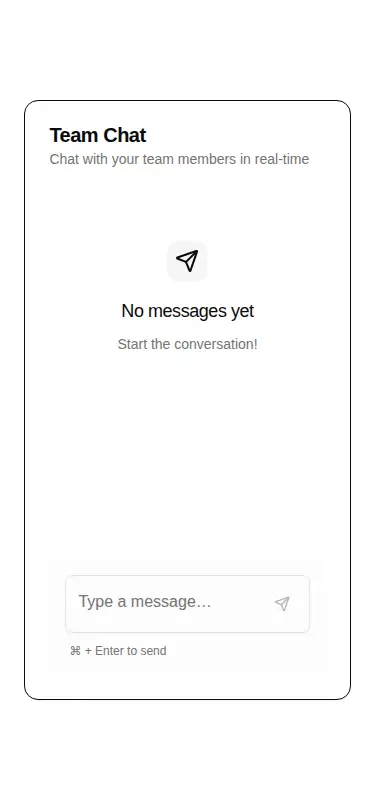 Harness screenshot of hextaui-team-chat at 375 pixels wide