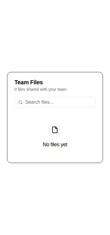 Harness screenshot of hextaui-team-files at 375 pixels wide
