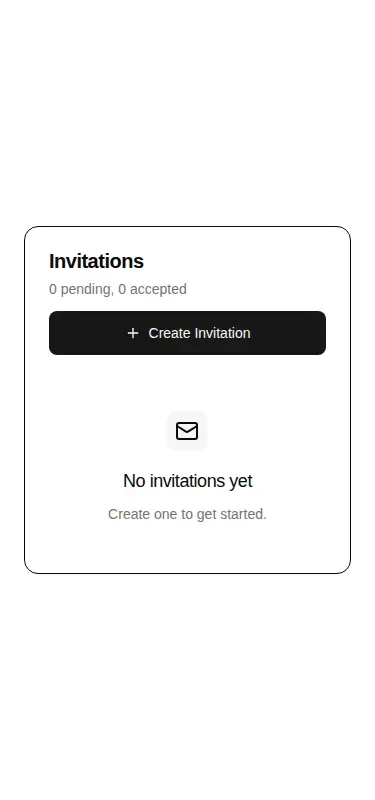Harness screenshot of hextaui-team-invitations at 375 pixels wide