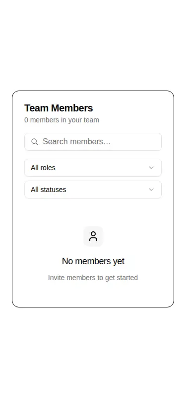 Harness screenshot of hextaui-team-member-list at 375 pixels wide