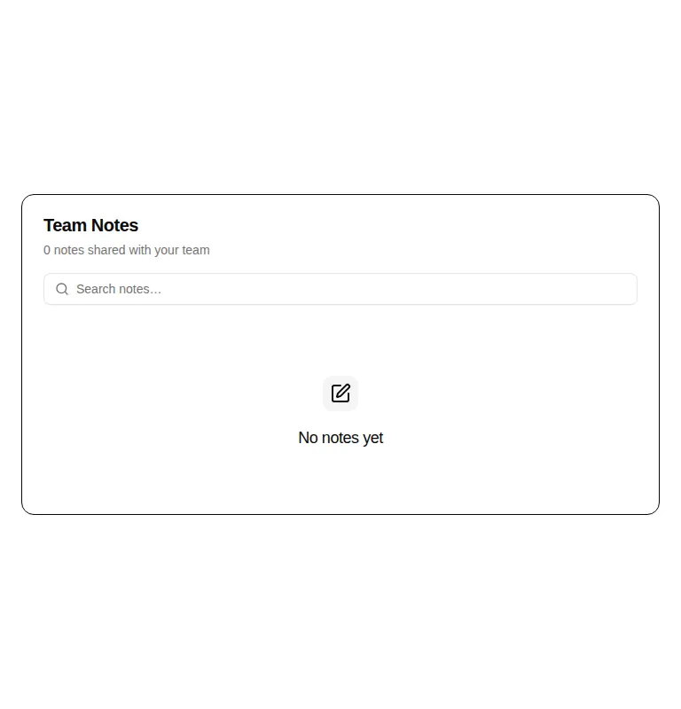 Harness screenshot of hextaui-team-notes at 768 pixels wide