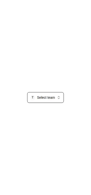 Harness screenshot of hextaui-team-switcher at 375 pixels wide