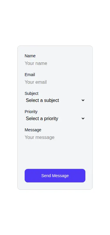 Harness screenshot of hyperui-contact-forms-2 at 375 pixels wide