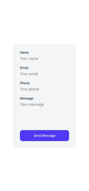 Harness screenshot of hyperui-contact-forms-4 at 375 pixels wide