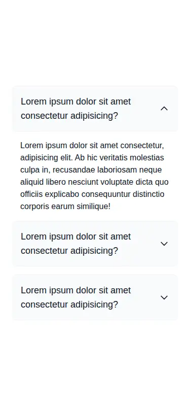 Harness screenshot of hyperui-faq-1 at 375 pixels wide