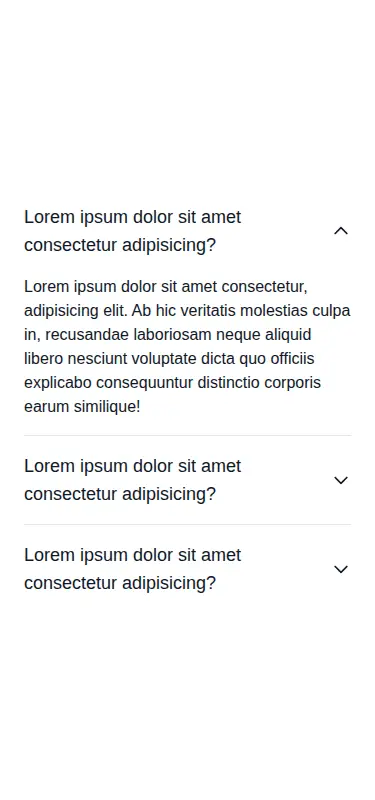 Harness screenshot of hyperui-faq-2 at 375 pixels wide