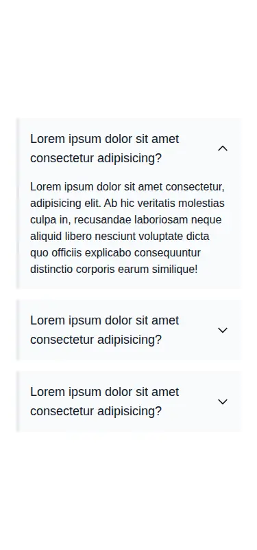 Harness screenshot of hyperui-faq-3 at 375 pixels wide