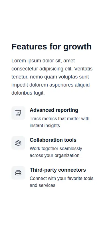 Harness screenshot of hyperui-feature-grids-2 at 375 pixels wide