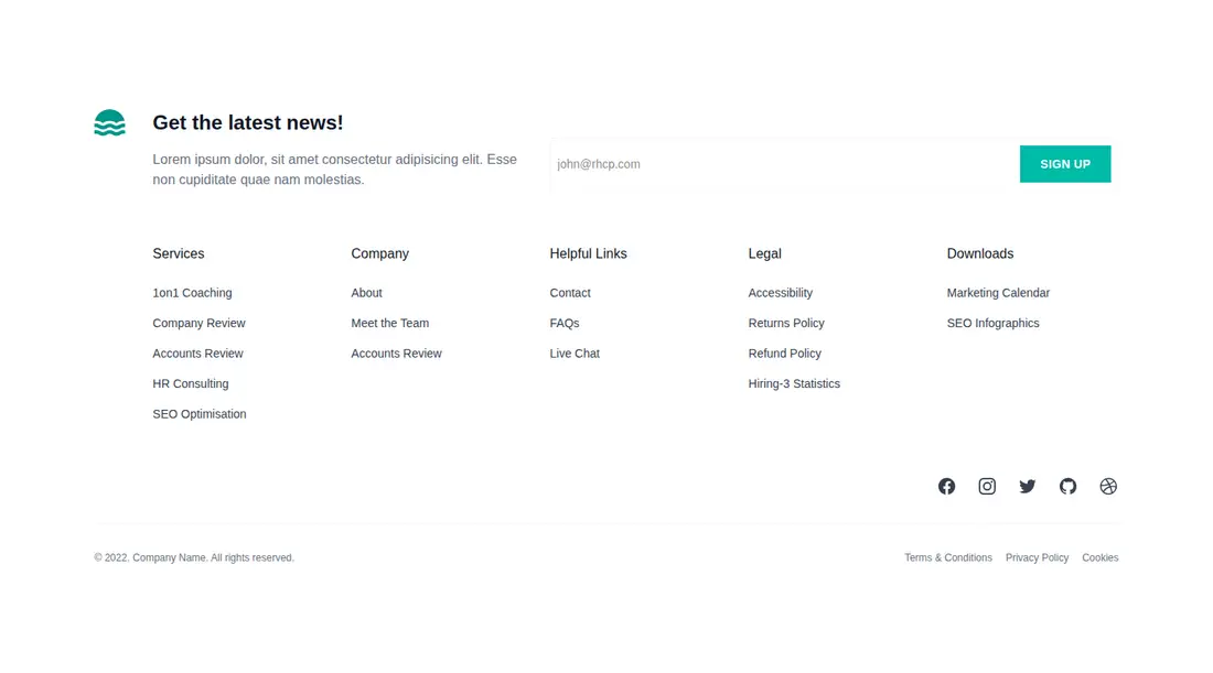 Harness screenshot of hyperui-footer-1 at 1440 pixels wide