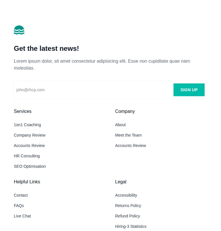 Harness screenshot of hyperui-footer-1 at 768 pixels wide