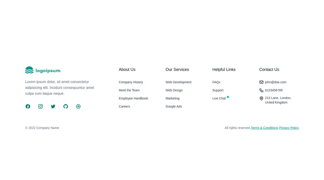 Harness screenshot of hyperui-footers-10 at 1440 pixels wide