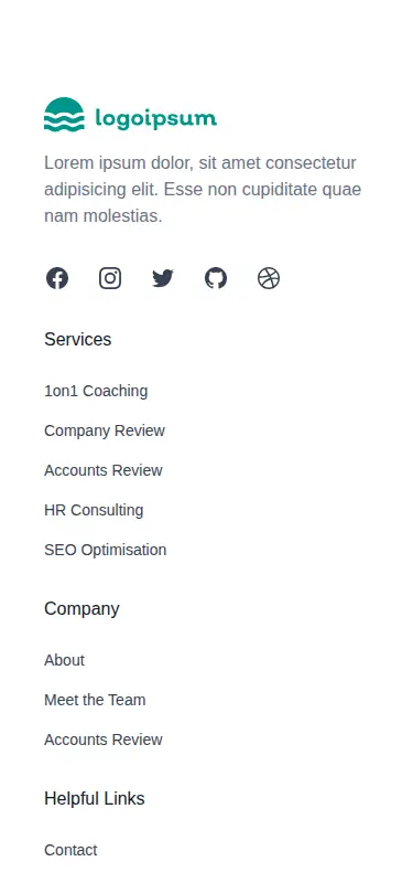 Harness screenshot of hyperui-footers-3 at 375 pixels wide