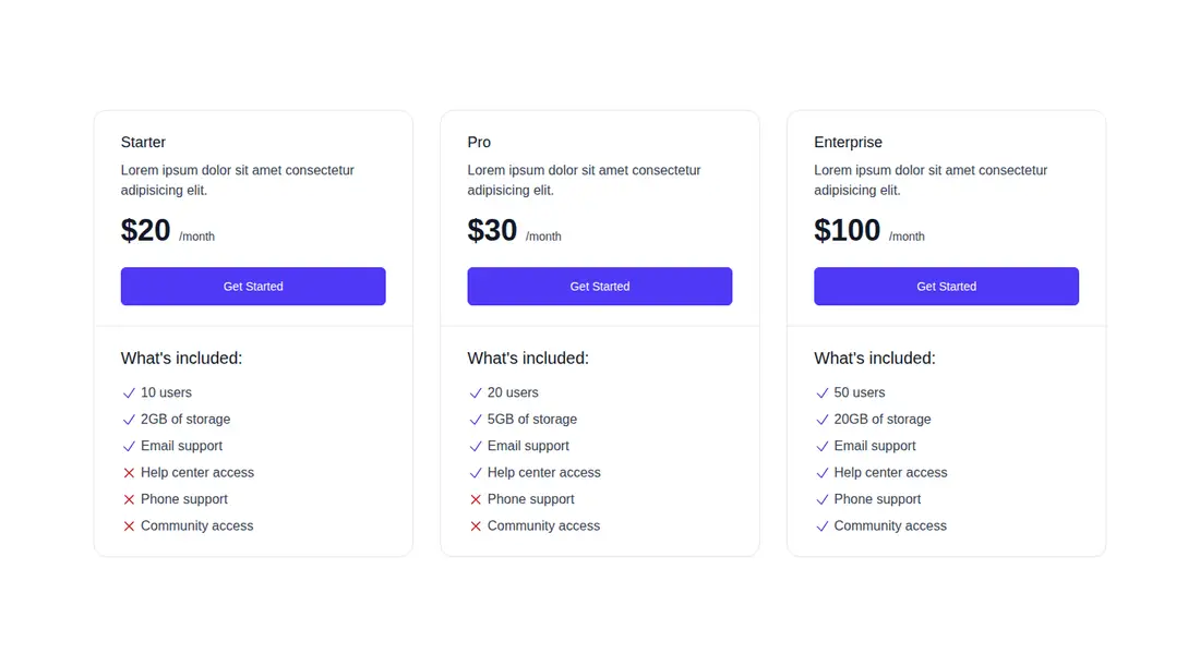 Harness screenshot of hyperui-pricing-2 at 1440 pixels wide