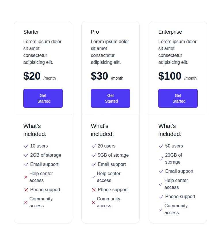 Harness screenshot of hyperui-pricing-2 at 768 pixels wide
