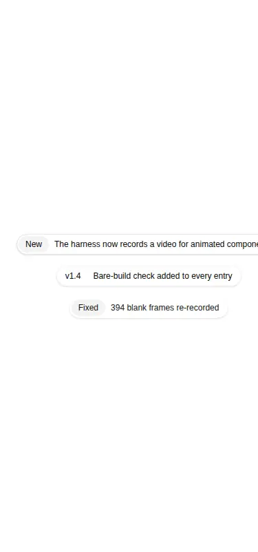 Harness screenshot of kibo-announcement at 375 pixels wide