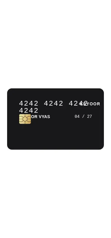 Harness screenshot of kibo-credit-card at 375 pixels wide