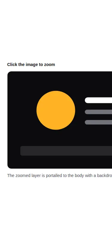 Harness screenshot of kibo-image-zoom at 375 pixels wide