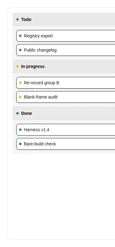Harness screenshot of kibo-list at 375 pixels wide