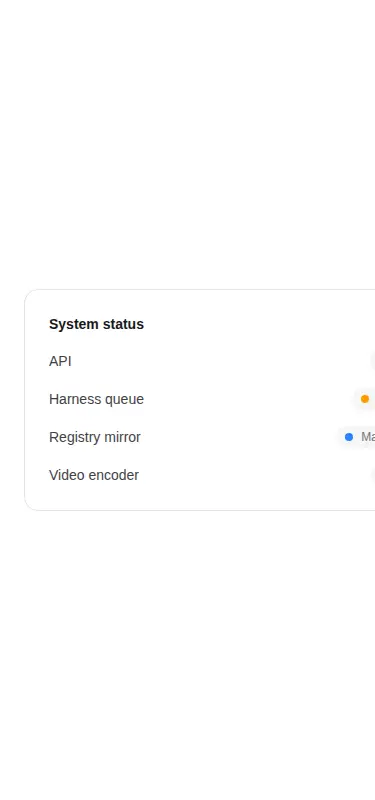 Harness screenshot of kibo-status at 375 pixels wide