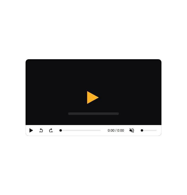 Harness screenshot of kibo-video-player at 768 pixels wide