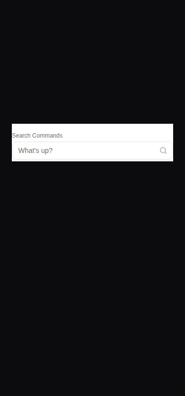 Harness screenshot of kokonut-action-search-bar at 375 pixels wide