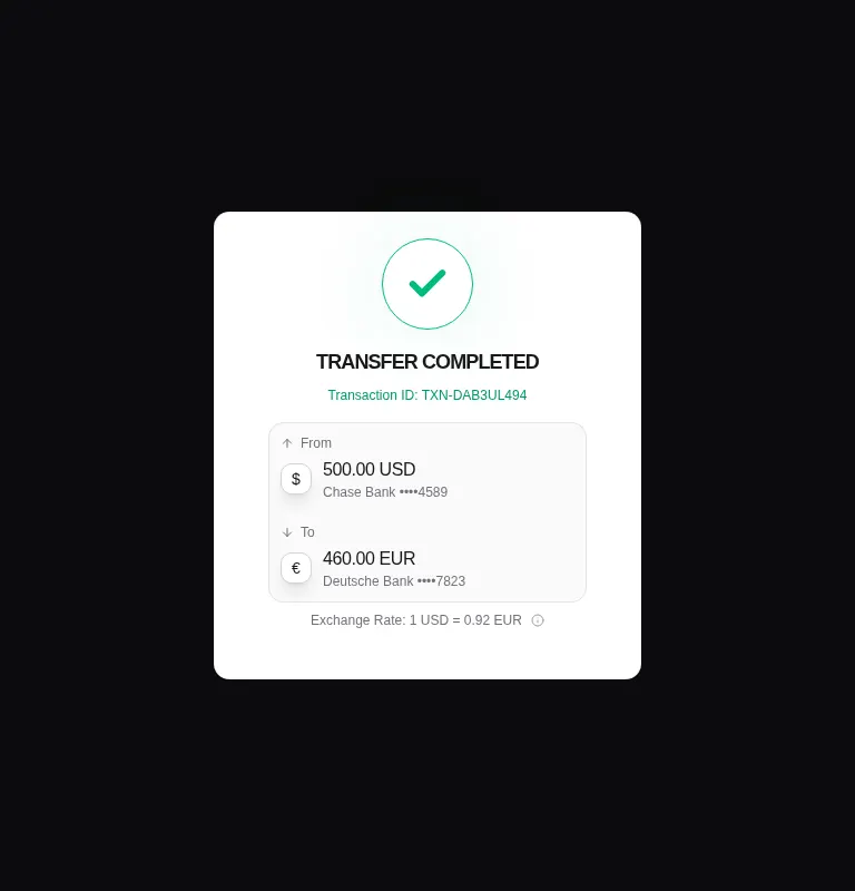 Harness screenshot of kokonut-currency-transfer at 768 pixels wide
