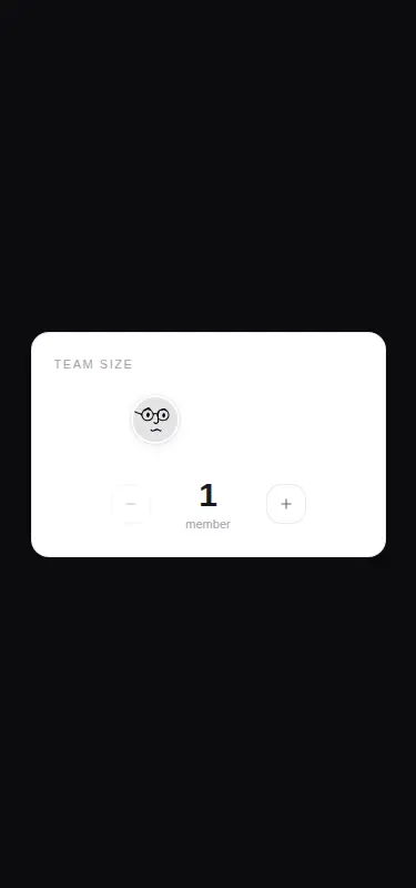 Harness screenshot of kokonut-team-selector at 375 pixels wide