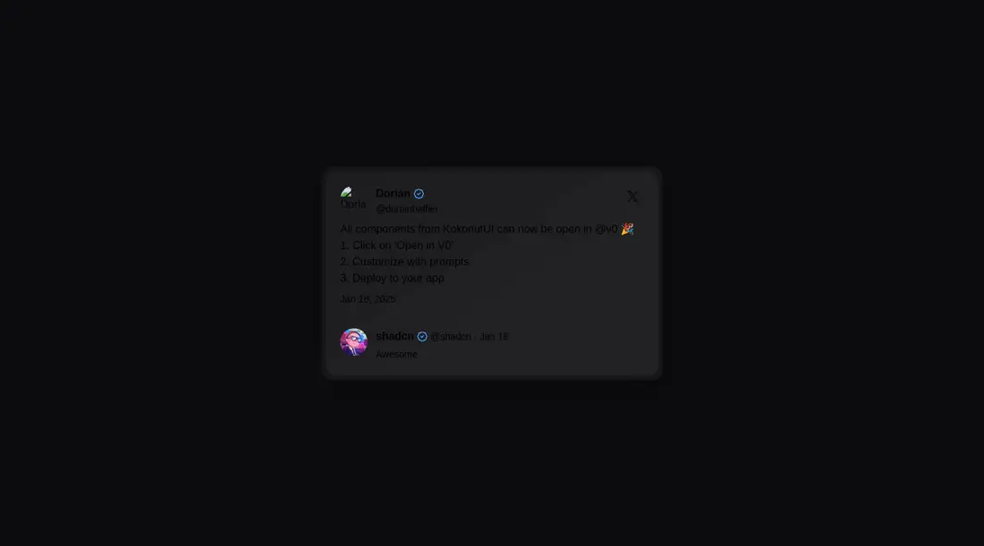 Harness screenshot of kokonut-tweet-card at 1440 pixels wide
