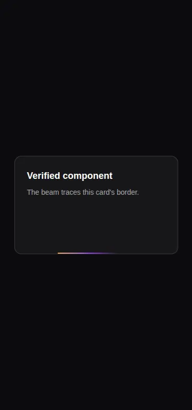 Harness screenshot of magicui-border-beam at 375 pixels wide
