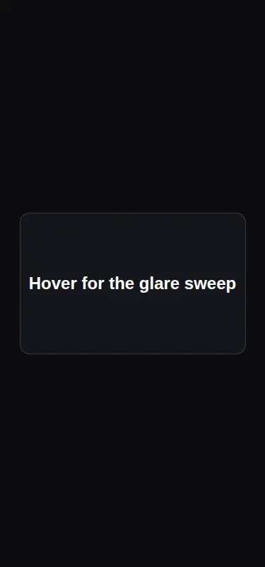 Harness screenshot of magicui-glare-hover at 375 pixels wide