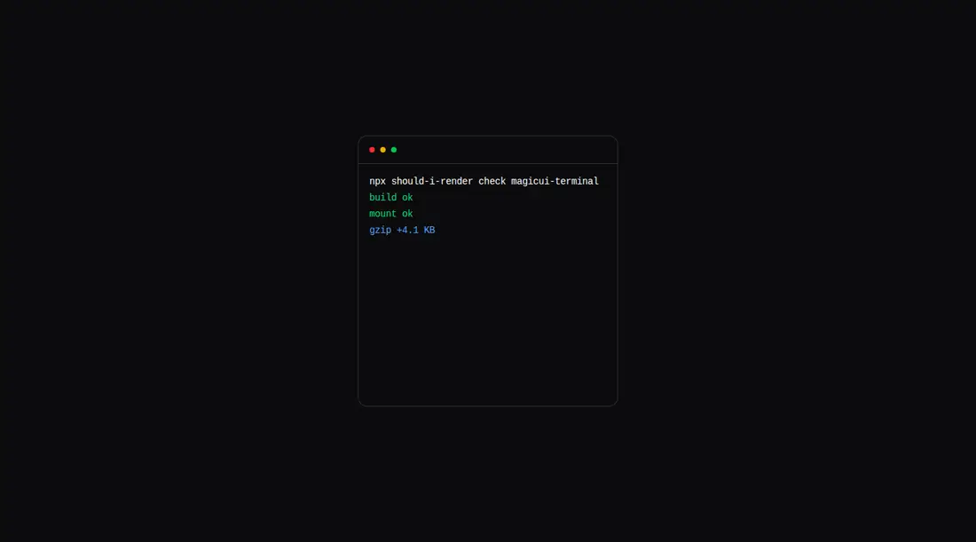 Harness screenshot of magicui-terminal at 1440 pixels wide